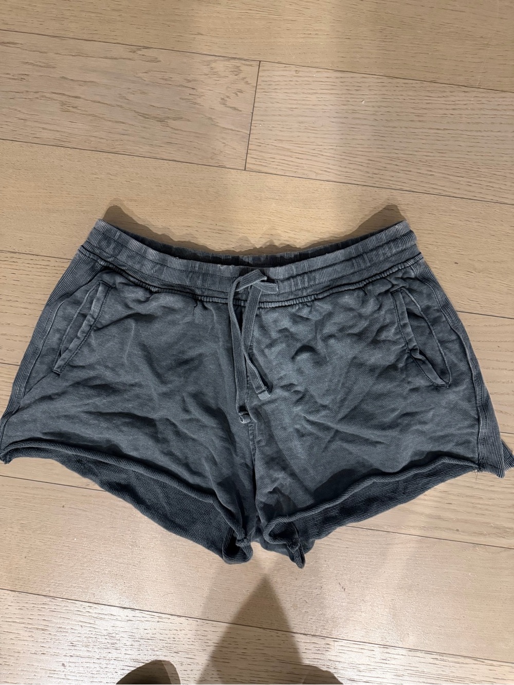 Zara Women's Washed Charcoal Drawstring Athletic Shorts